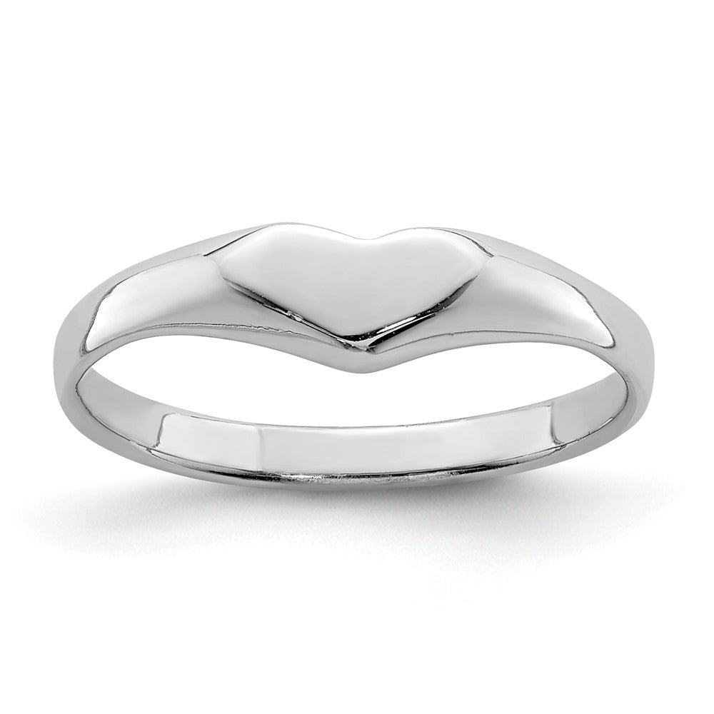 Quality Gold Sterling Silver RH Plated Child's Polished Heart Ring Sterling Silver