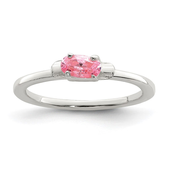 Quality Gold Sterling Silver Pink CZ Candy Kid's Ring Sterling Silver