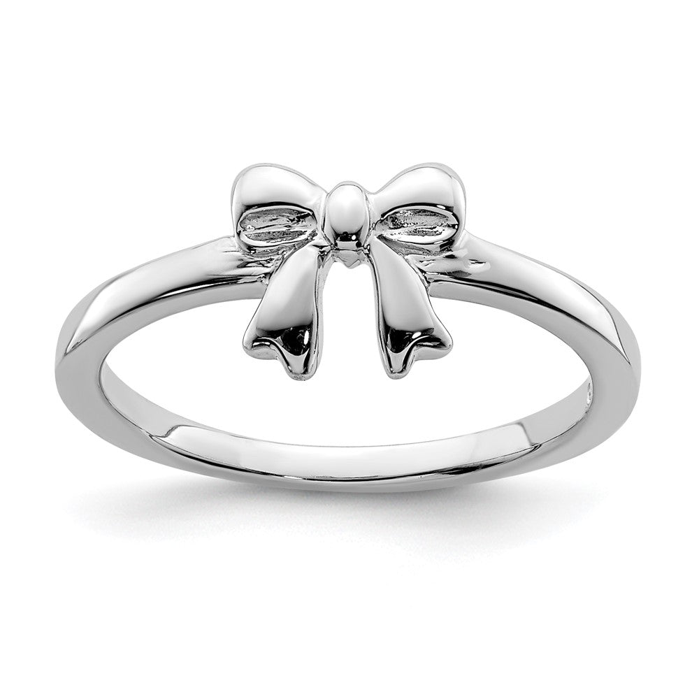 Load image into Gallery viewer, Quality Gold Sterling Silver Rhodium-plated Polished Bow Ring Sterling Silver
