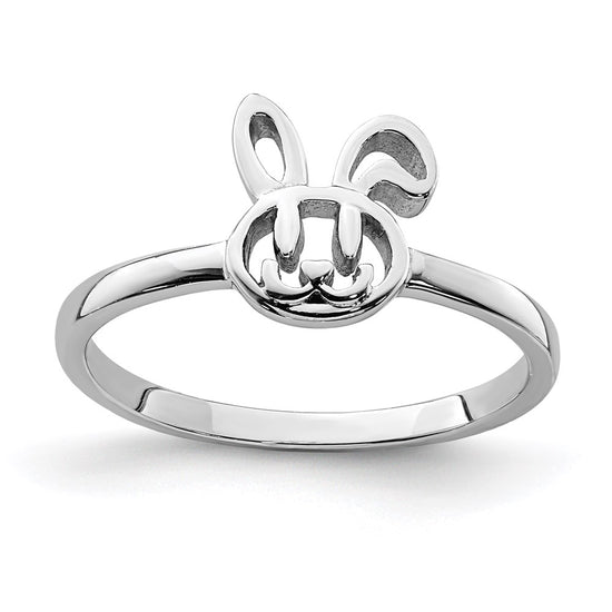 Quality Gold Sterling Silver Rhodium-plated Childs Bunny Ring Sterling Silver