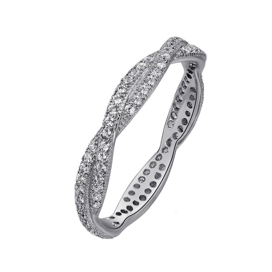 LaFonn Platinum Simulated Diamond N/A RINGS Twist Eternity Band