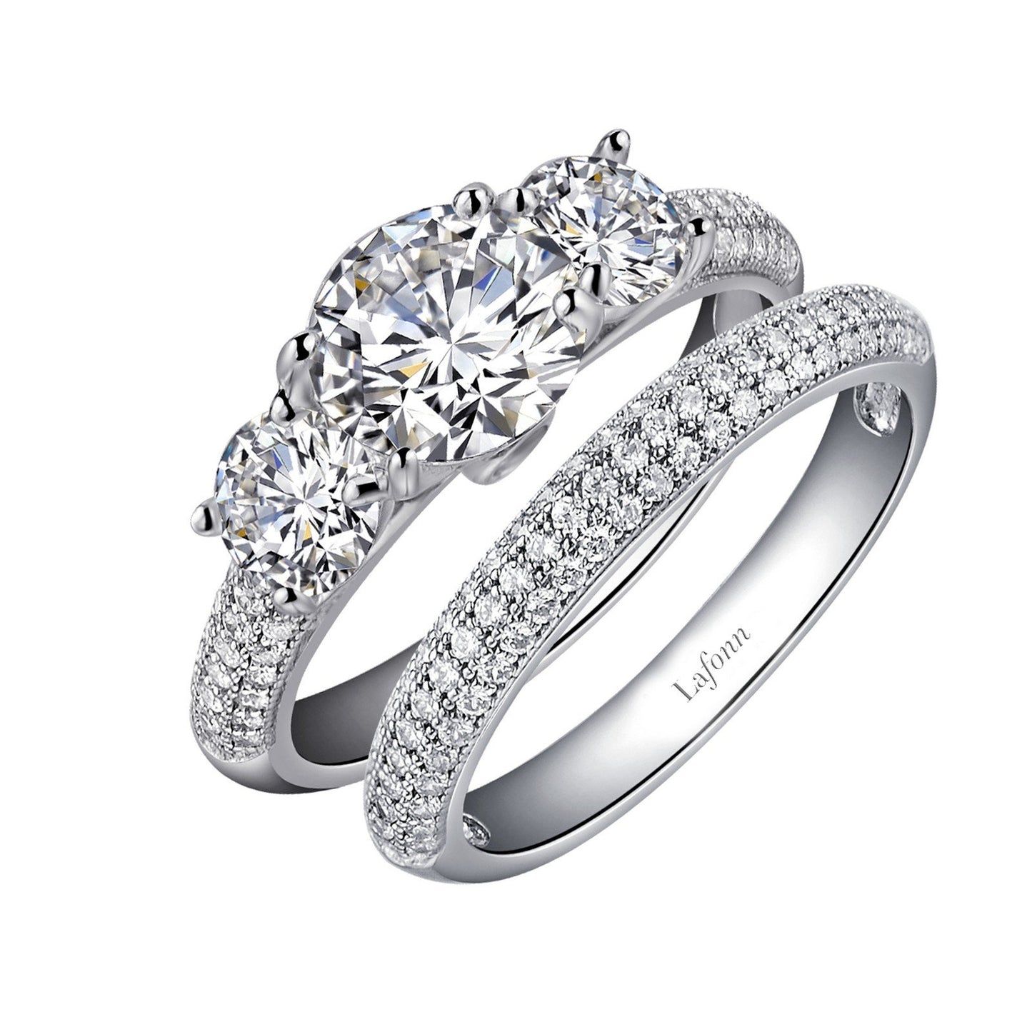 Load image into Gallery viewer, LaFonn Platinum Simulated Diamond  7.00mm Round, Approx. 1.28 CTW RINGS Solitaire Wedding Set

