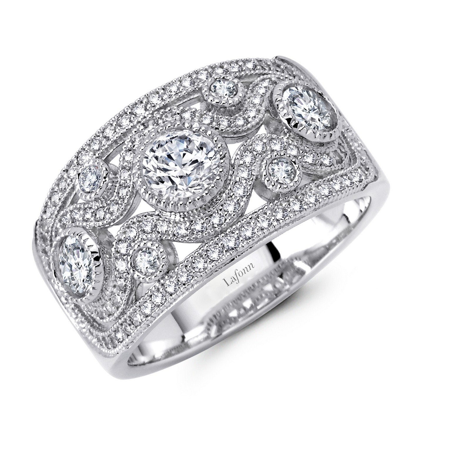 Lafonn Micro Pave Half Eternity Band Simulated Diamond RINGS Size 10 Platinum 2.18 CTS 