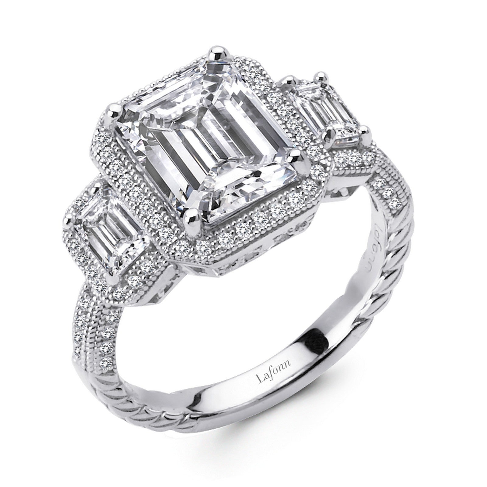 Lafonn Three-Stone Anniversary Ring 85 Stone Count R0070CLP05