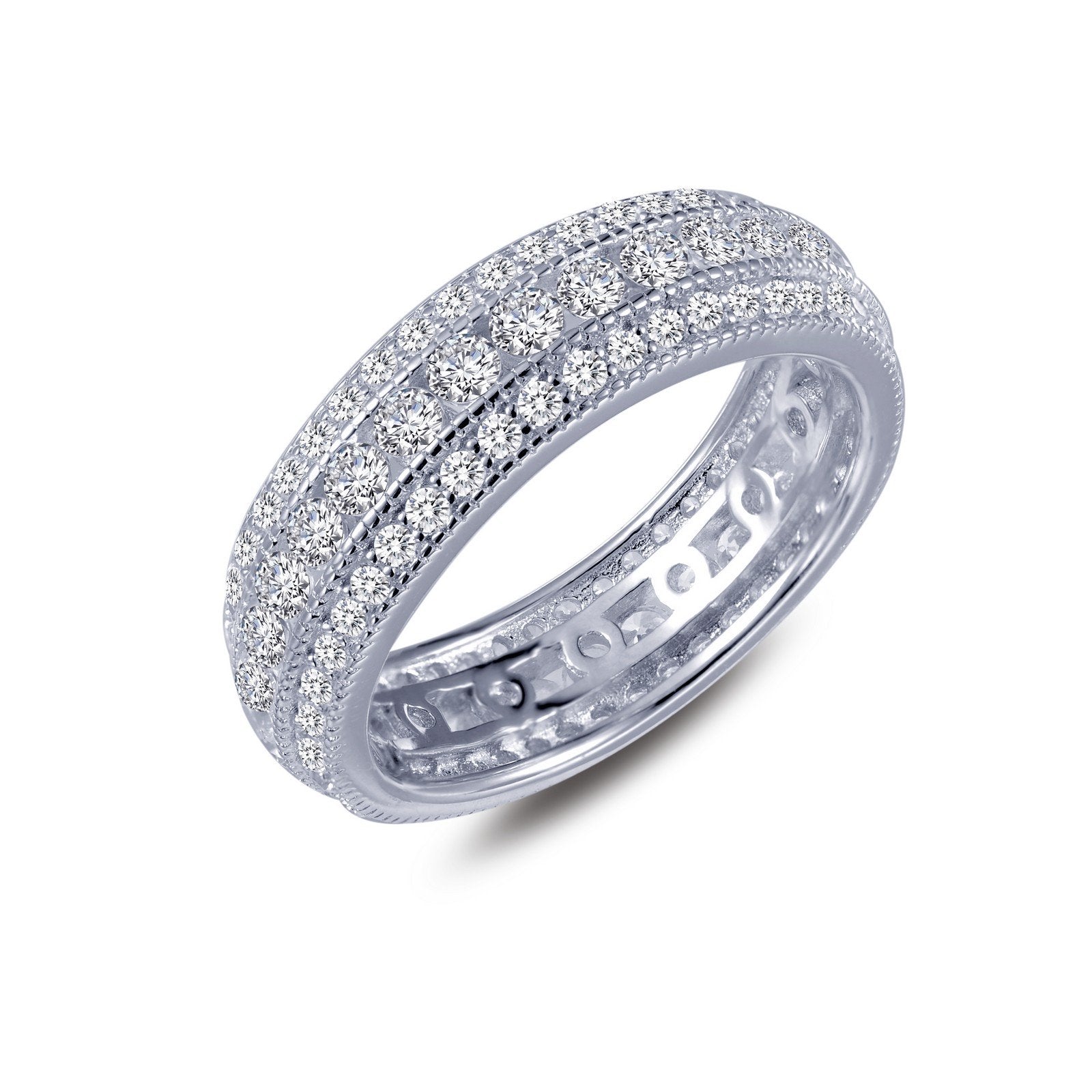 LaFonn Platinum Simulated Diamond N/A RINGS Three-Row Eternity Band