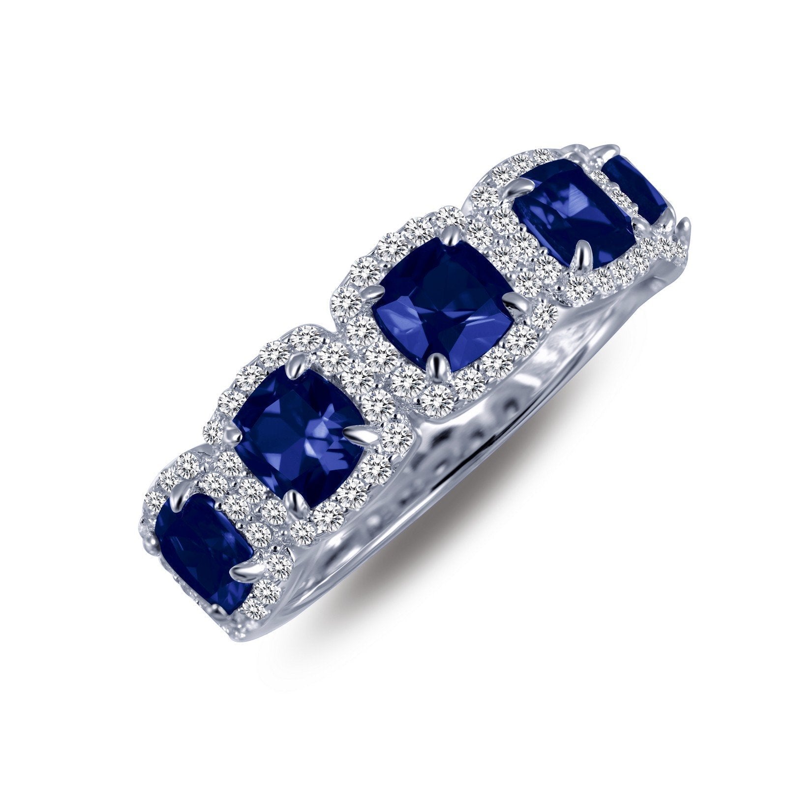 Lafonn Halo Anniversary Eternity Band Sapphire RINGS Size 7 Platinum 2.05 CTS 