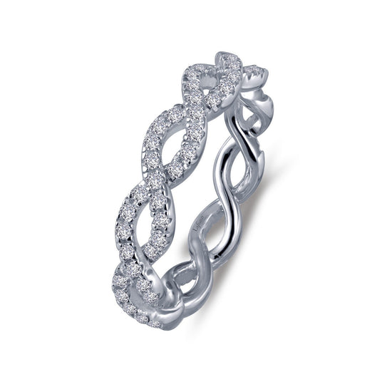 Load image into Gallery viewer, Lafonn Crossover Weave Band Simulated Diamond RINGS Size 6 Platinum 0.9 CTS 
