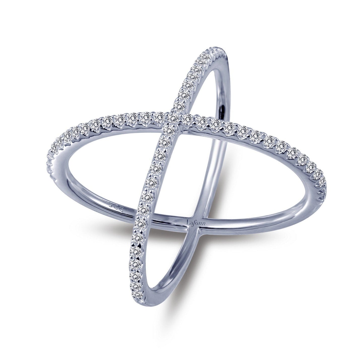Lafonn Simple Crisscross Ring Simulated Diamond RINGS Size 10 Platinum 0.61 CTS 