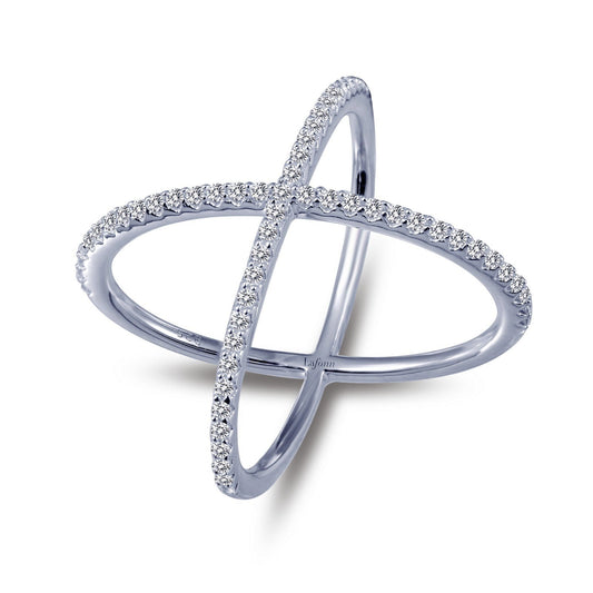 LaFonn Platinum Simulated Diamond N/A RINGS Simple Crisscross Ring