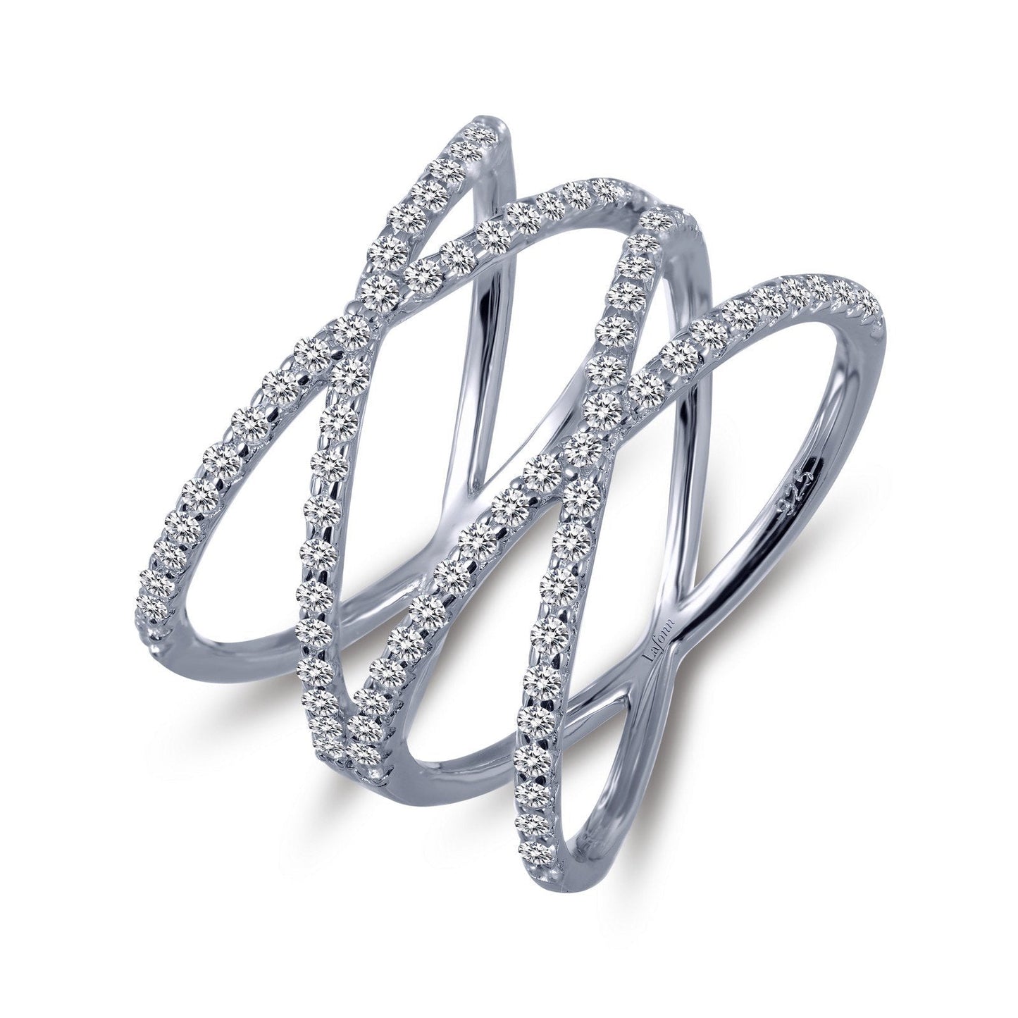 Lafonn Double Crisscross Ring Simulated Diamond RINGS Size 8 Platinum 0.92 CTS 