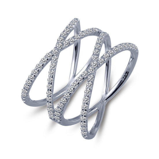 Load image into Gallery viewer, LaFonn Platinum Simulated Diamond N/A RINGS Double Crisscross Ring
