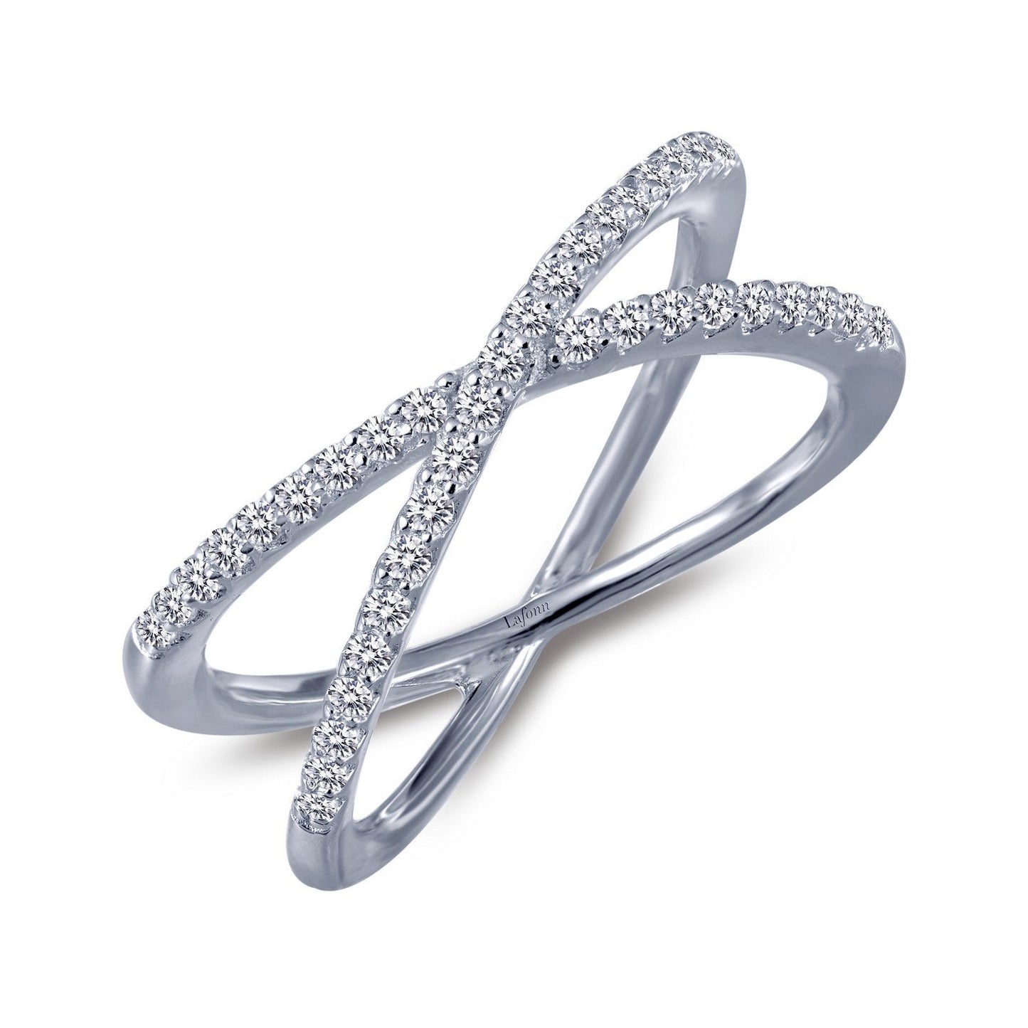 Lafonn Simple Crisscross Ring Simulated Diamond RINGS Size 5 Platinum 0.39 CTS 