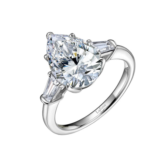 Lafonn Classic Three-Stone Engagement Ring Simulated Diamond RINGS Size 10 Platinum 4.75 CTS 