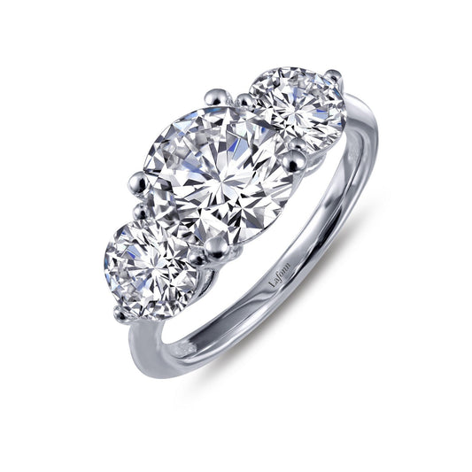 Lafonn Classic Three-Stone Engagement Ring Simulated Diamond RINGS Size 10 Platinum 2.99 CTS 