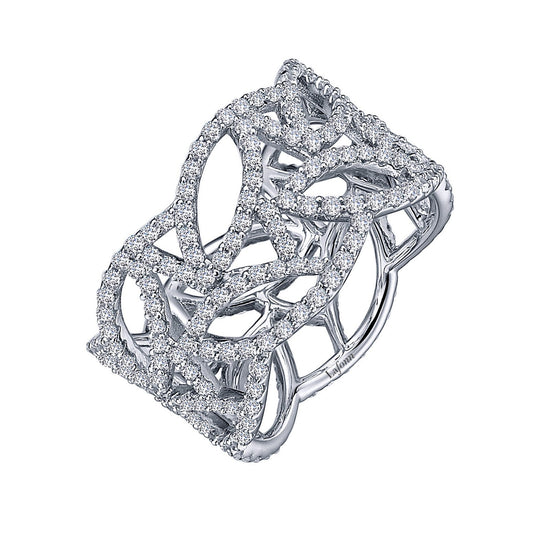 Load image into Gallery viewer, LaFonn Platinum Simulated Diamond N/A RINGS Intricate Open Work Band
