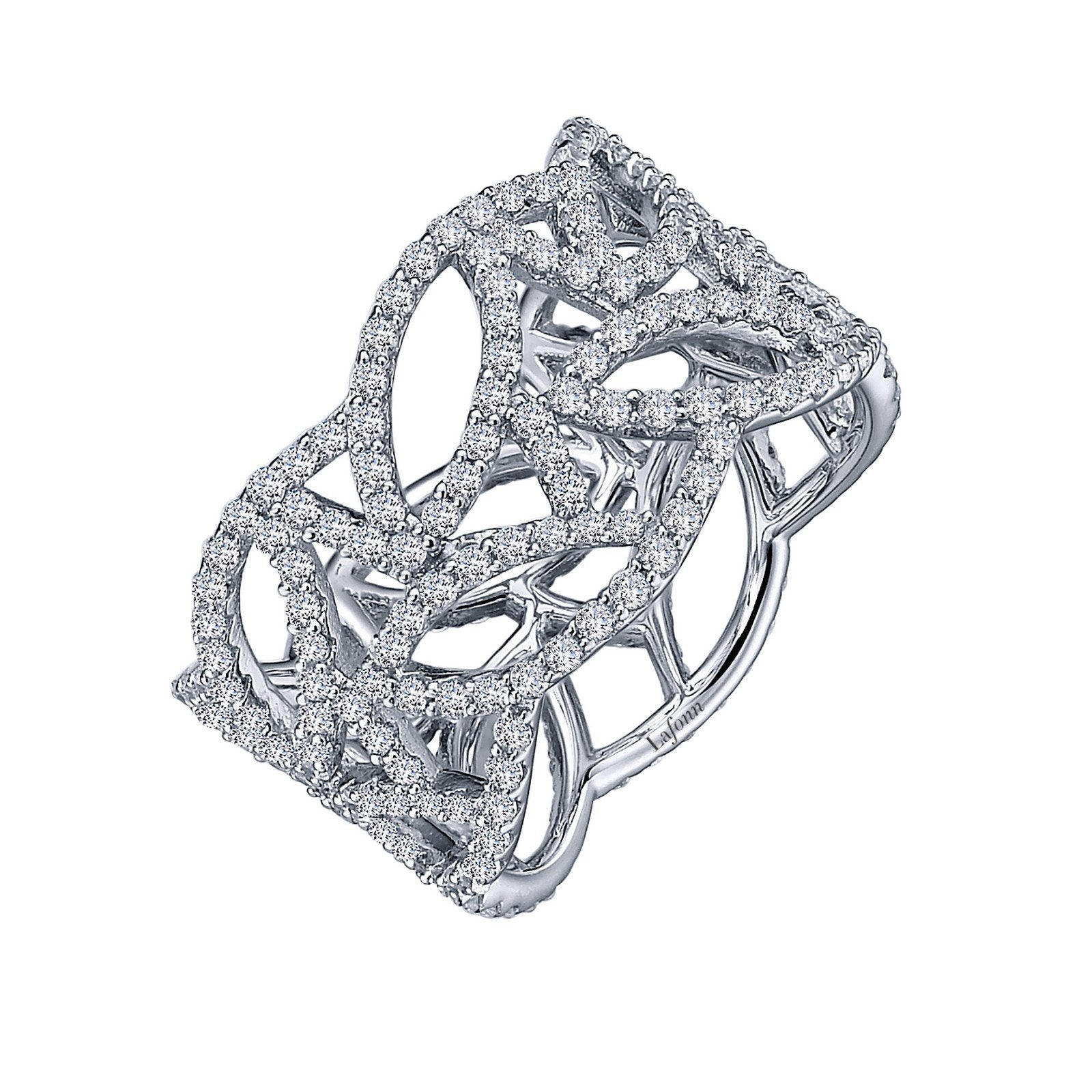 LaFonn Platinum Simulated Diamond N/A RINGS Intricate Open Work Band