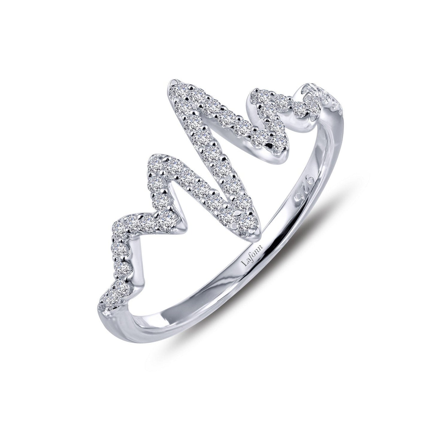 Lafonn Heartbeat Ring Simulated Diamond RINGS Size 9 Platinum 0.45 CTS 