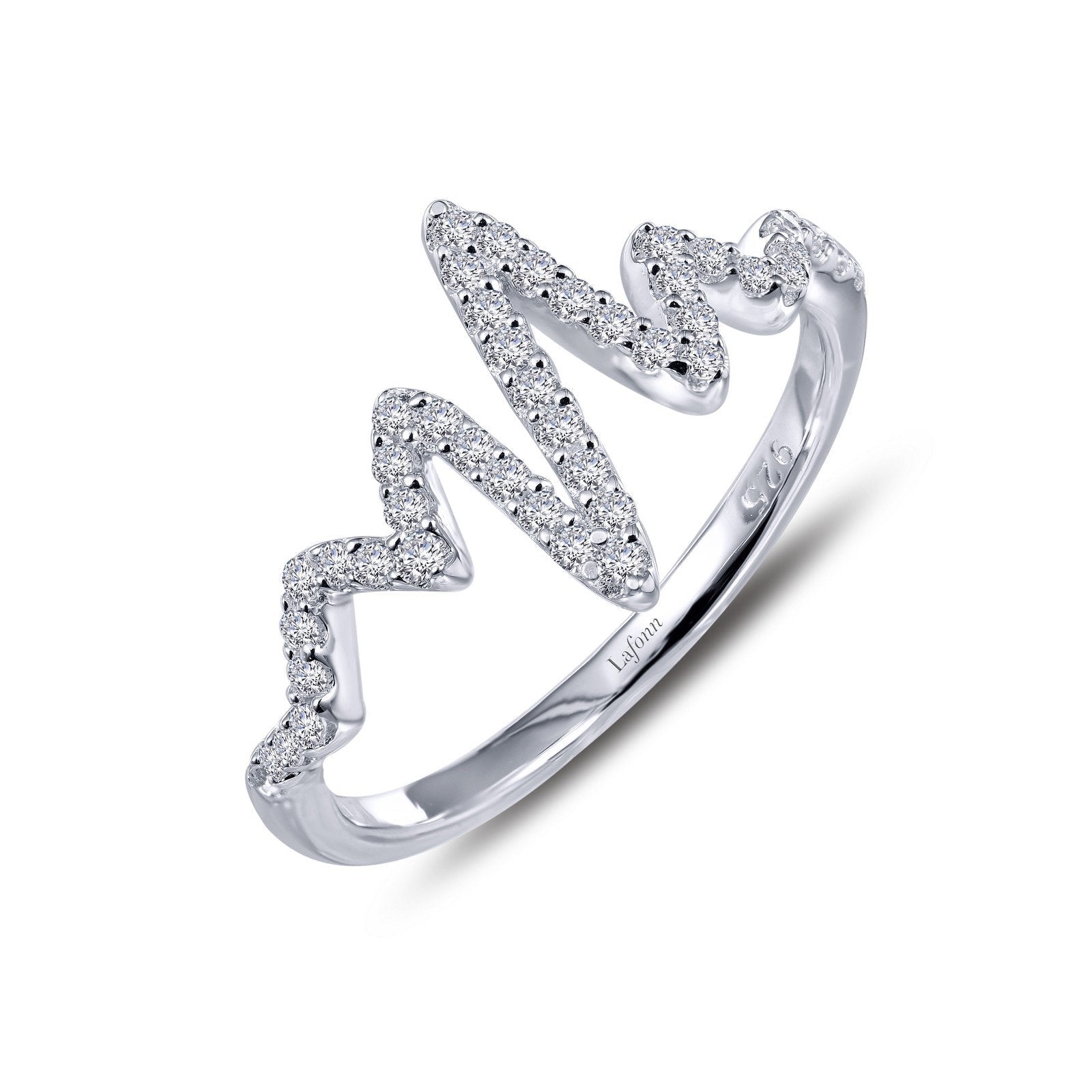 Lafonn Heartbeat Ring Simulated Diamond RINGS Size 6 Platinum 0.45 CTS 