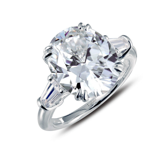 Lafonn Classic Three-Stone Engagement Ring Simulated Diamond RINGS Size 6 Platinum 5.75 CTS 