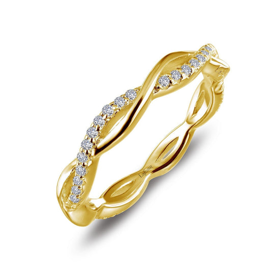 Lafonn 0.52 CTW Twist Wedding Band Simulated Diamond RINGS Size 6 Gold 0.52 CTS 
