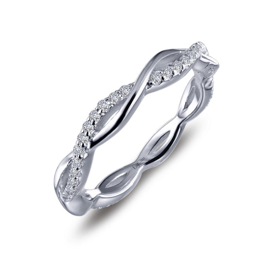 Lafonn 0.52 CTW Twist Wedding Band Simulated Diamond RINGS Size 7 Platinum 0.52 CTS 
