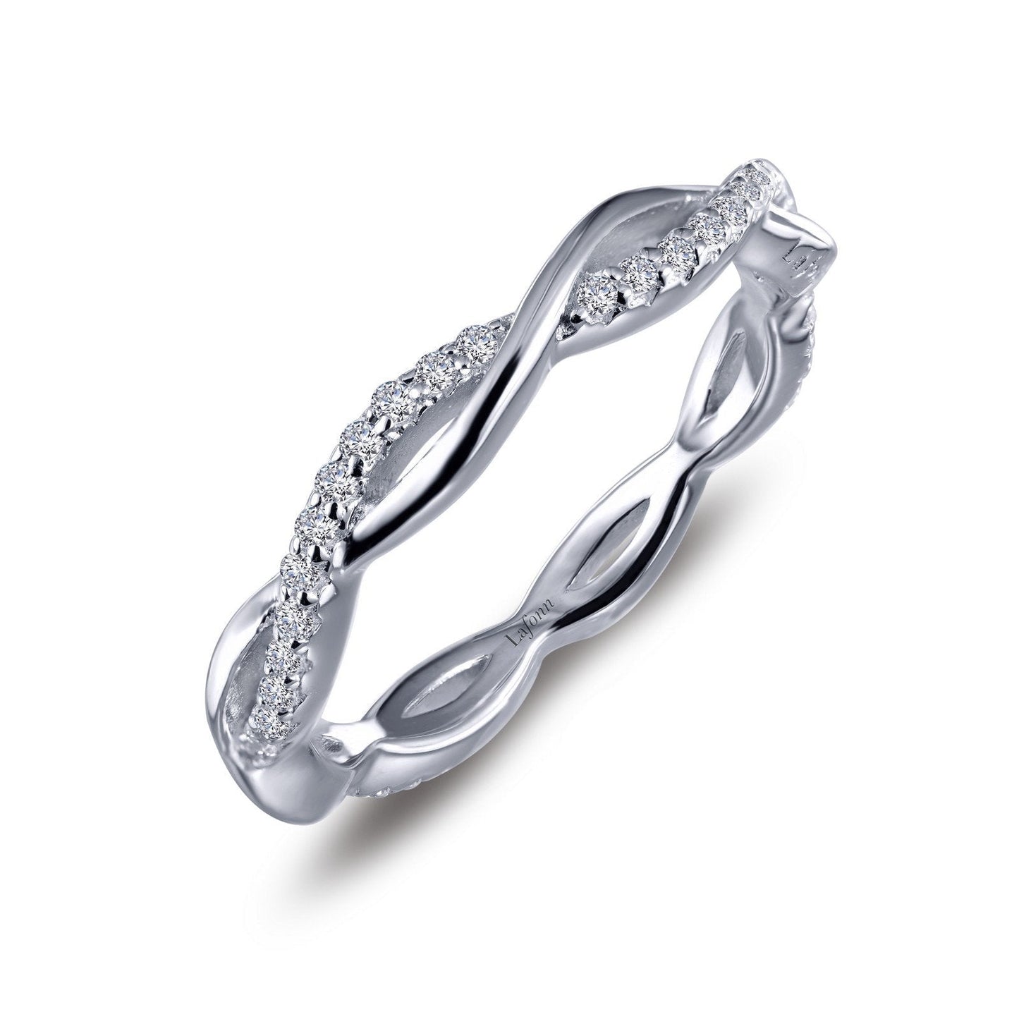 Lafonn 0.52 CTW Twist Wedding Band Simulated Diamond RINGS Size 9 Platinum 0.52 CTS 