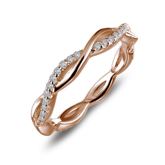 Lafonn 0.52 CTW Twist Wedding Band Simulated Diamond RINGS Size 7 Rose Gold 0.52 CTS 