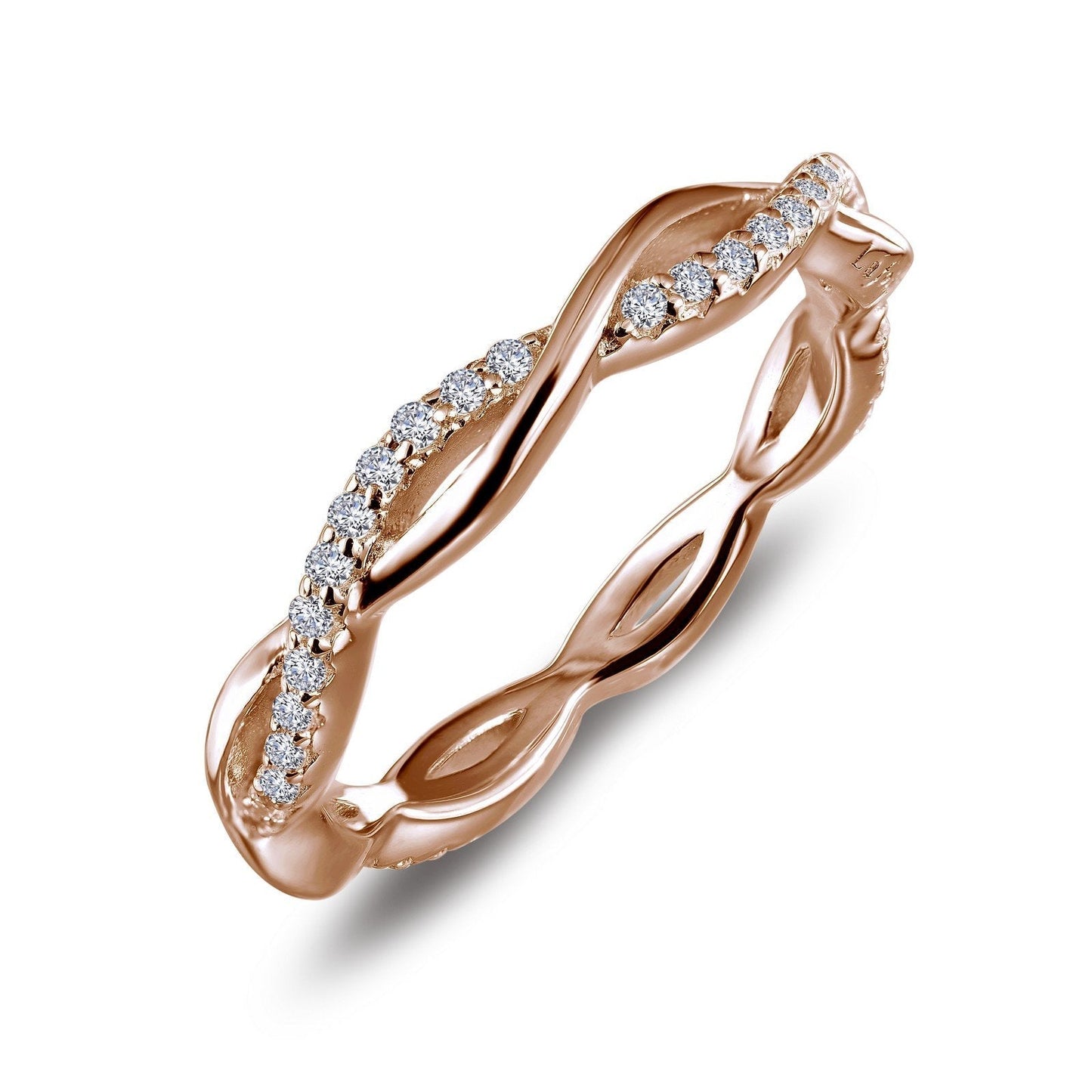 Load image into Gallery viewer, Lafonn 0.52 CTW Twist Wedding Band Simulated Diamond RINGS Size 8 Rose Gold 0.52 CTS 
