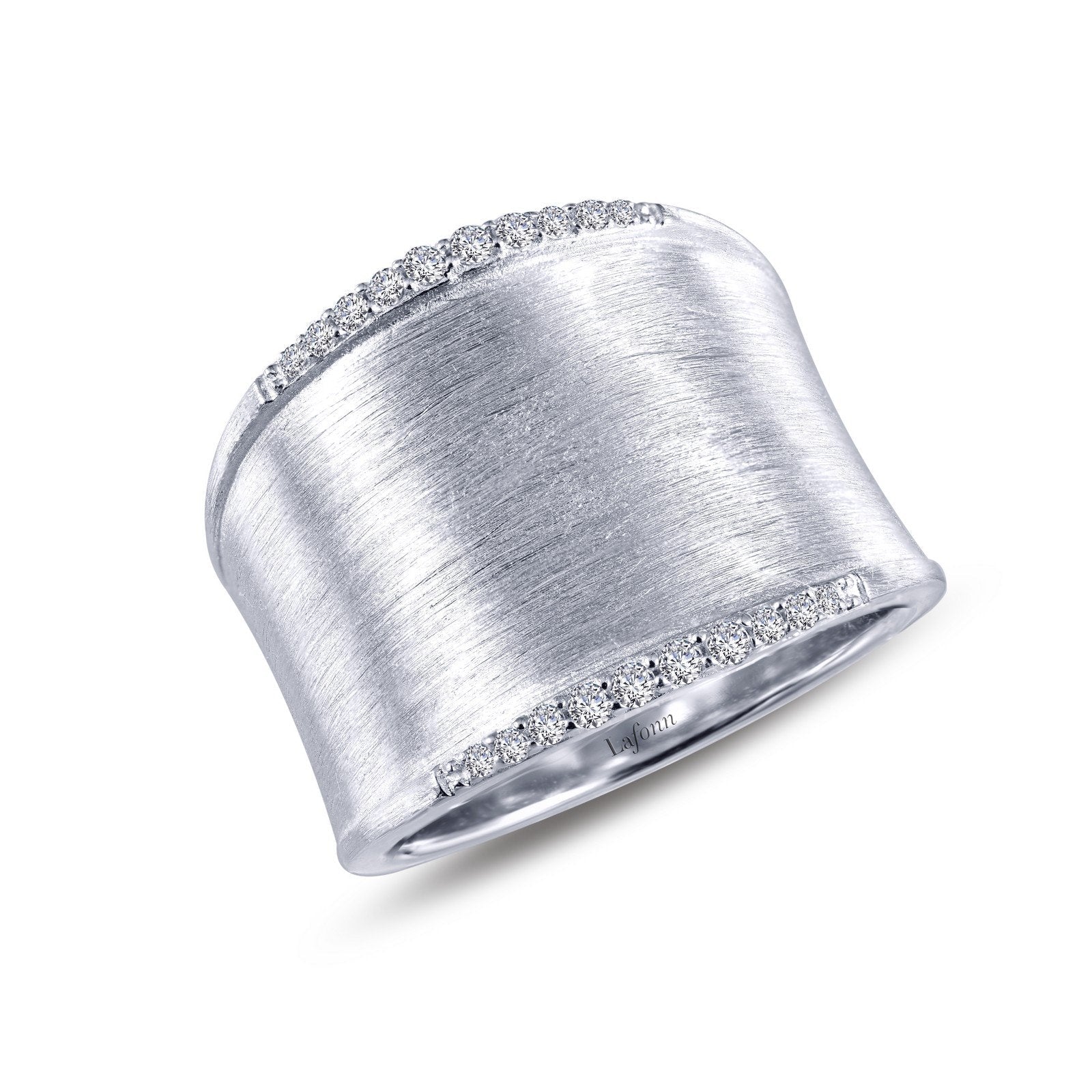 Lafonn Sleek Wide Band Cuff Ring Simulated Diamond RINGS Size 6 Platinum 0.2 CTS Approx 16.2mm (W)