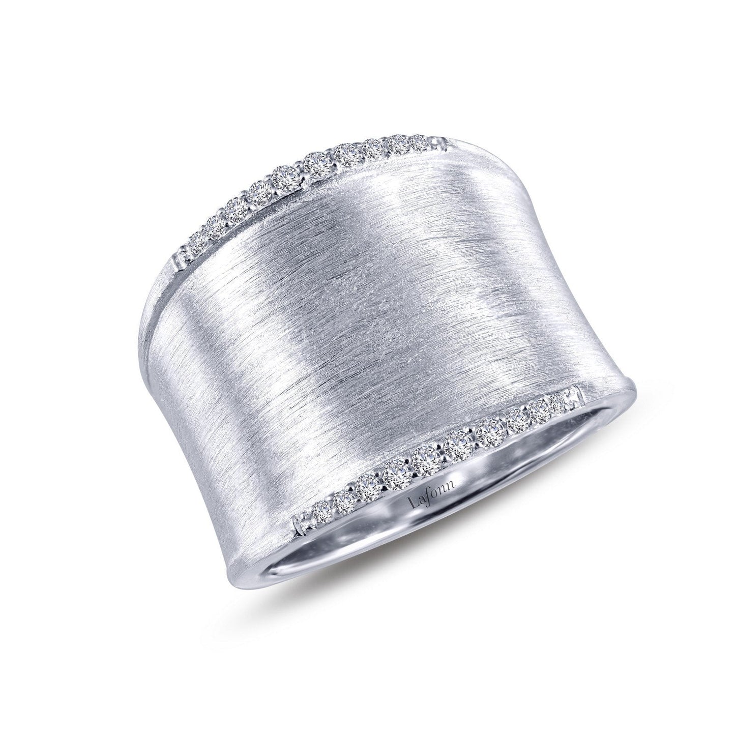 Lafonn Sleek Wide Band Cuff Ring Simulated Diamond RINGS Size 5 Platinum 0.2 CTS Approx 16.2mm (W)