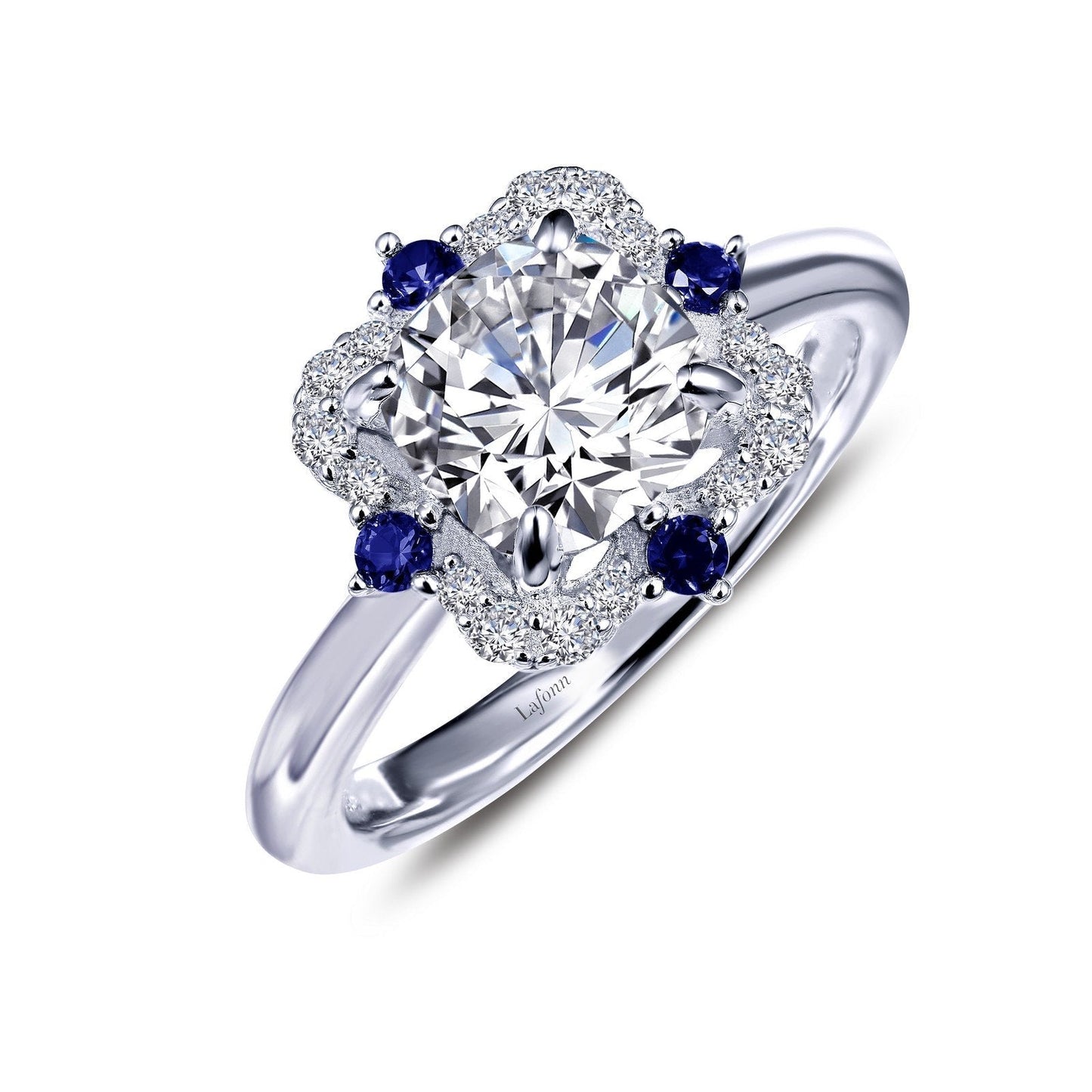 LaFonn Platinum Sapphire  6.50mm Cushion, Approx. 1.59 CTW RINGS Art Deco Inspired Engagement Ring