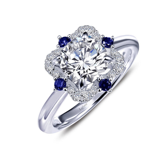 Lafonn Art Deco Inspired Engagement Ring Sapphire RINGS Size 10 Platinum 1.83 CTS 
