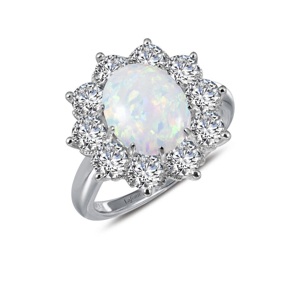 Load image into Gallery viewer, LaFonn Platinum Opal  10x8mm Oval, Opal N/A CTW RINGS Art Deco Inspired Engagement Ring
