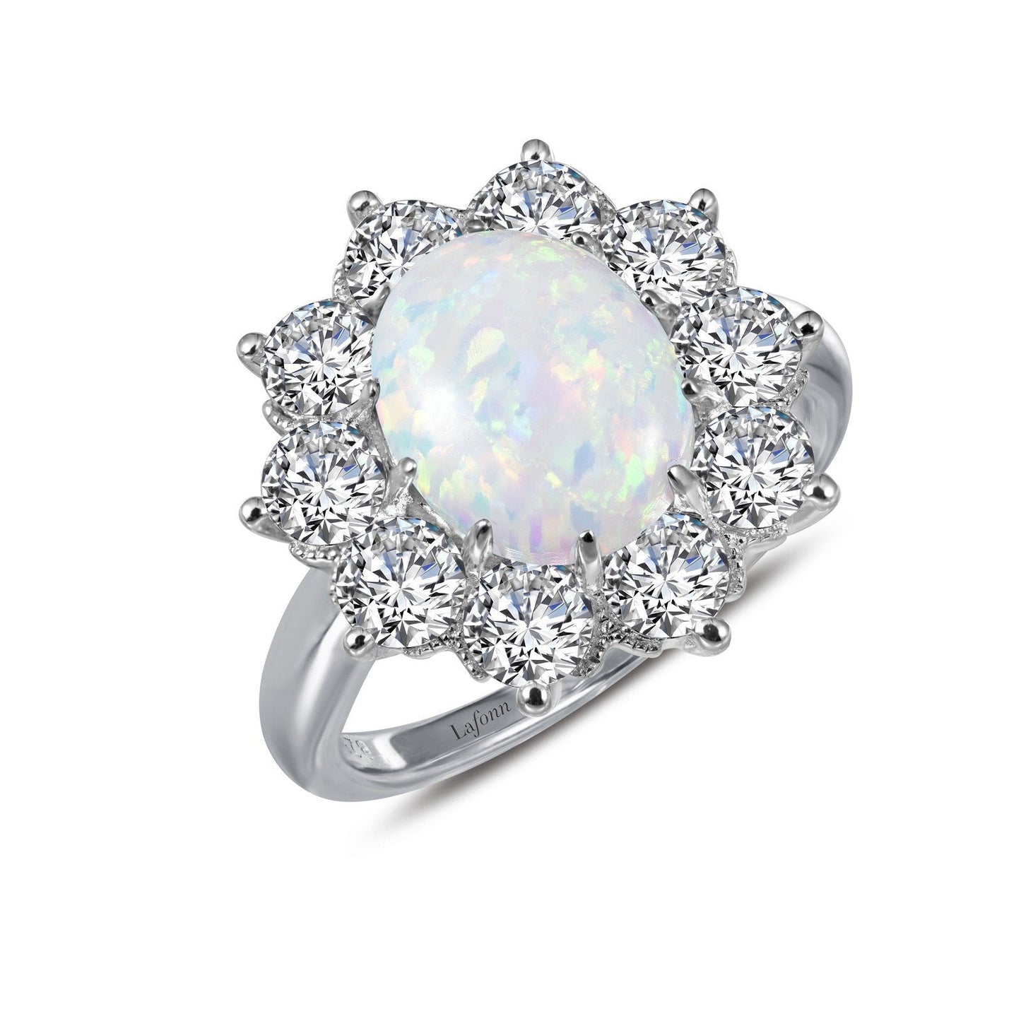 LaFonn Platinum Opal  10x8mm Oval, Opal N/A CTW RINGS Art Deco Inspired Engagement Ring