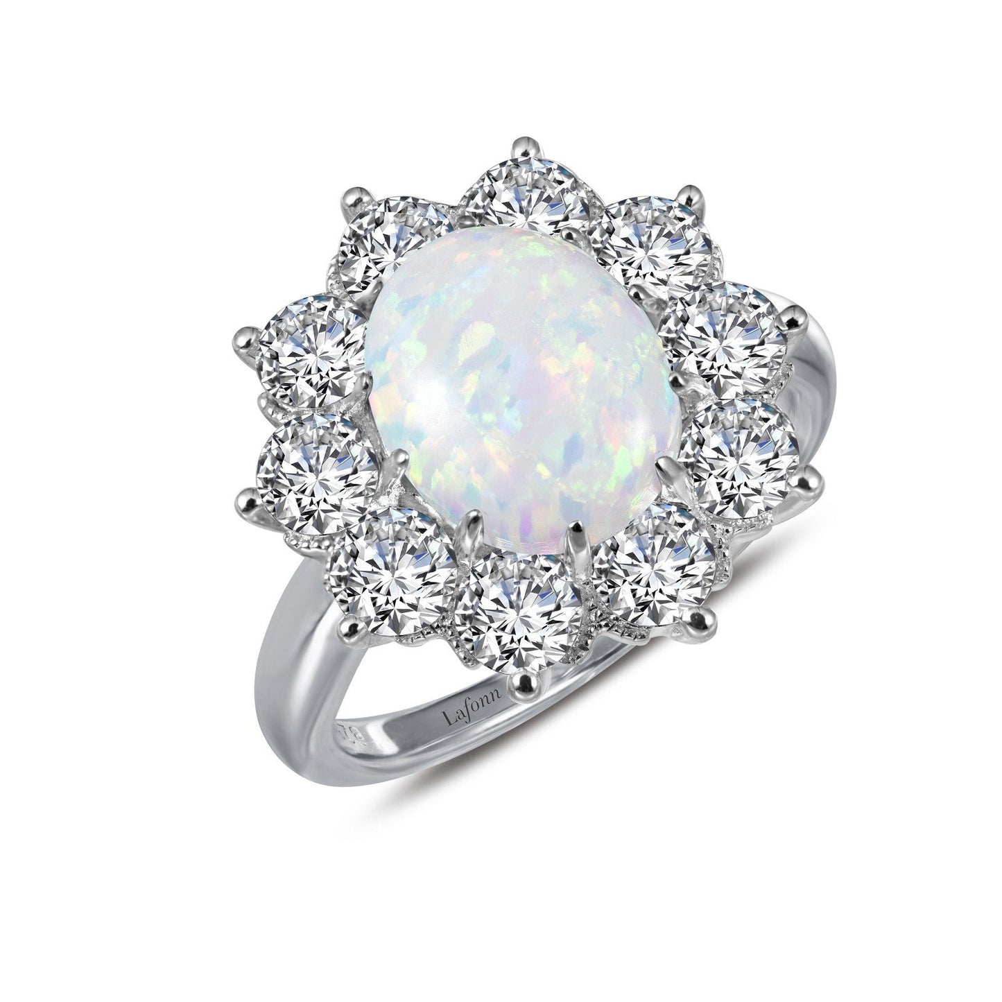 Load image into Gallery viewer, LaFonn Platinum Opal  10x8mm Oval, Opal N/A CTW RINGS Art Deco Inspired Engagement Ring
