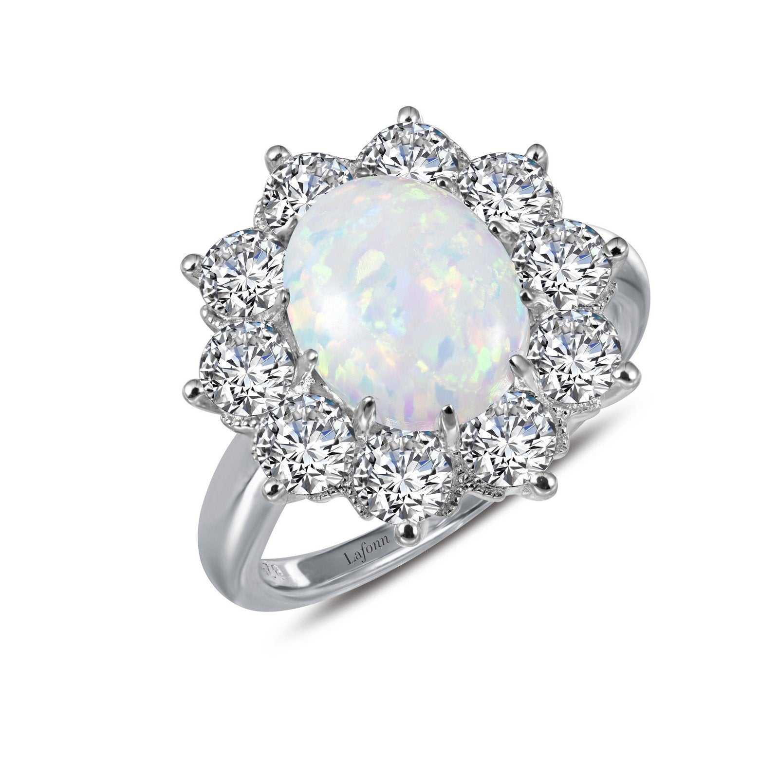 LaFonn Platinum Opal  10x8mm Oval, Opal N/A CTW RINGS Art Deco Inspired Engagement Ring