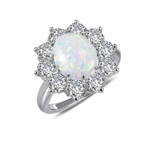 LaFonn Platinum Opal  10x8mm Oval, Opal N/A CTW RINGS Art Deco Inspired Engagement Ring