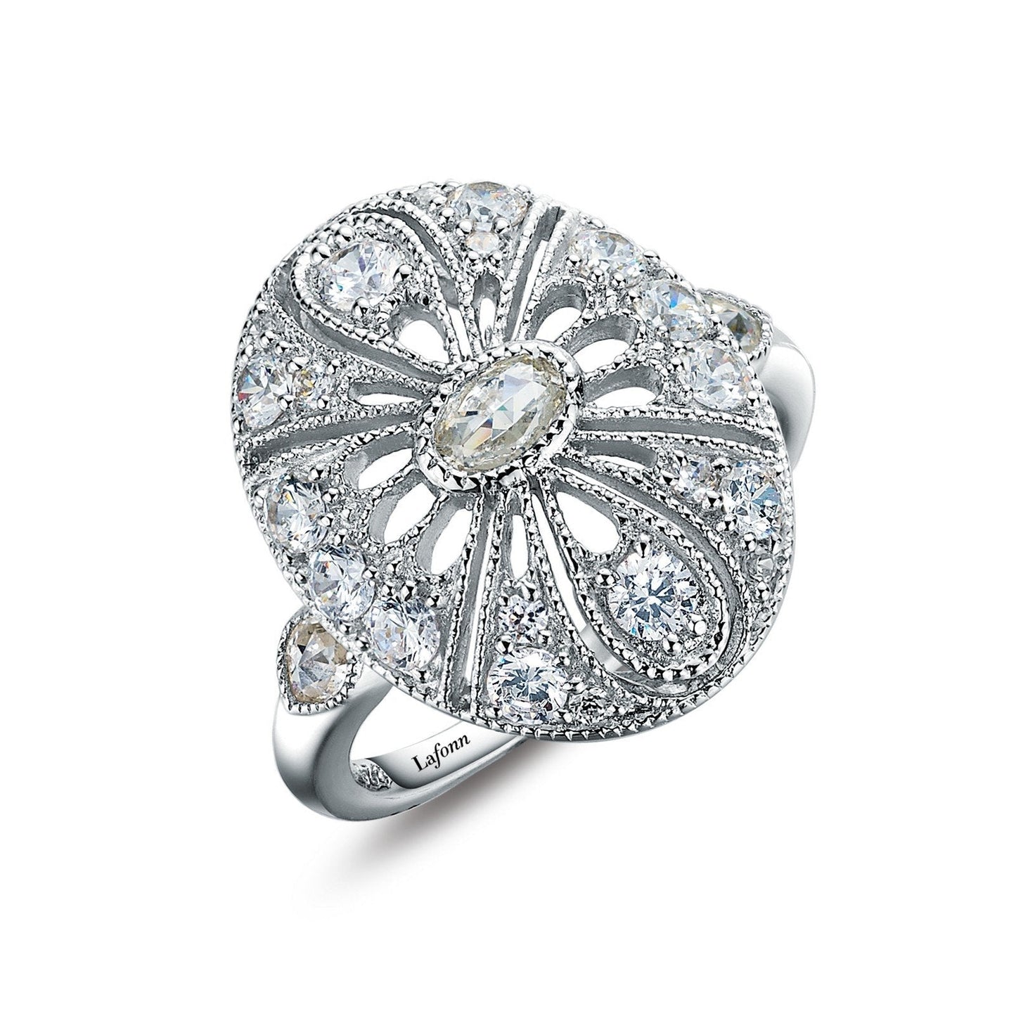 LaFonn Platinum Simulated Diamond N/A RINGS Art Deco Inspired Engagement Ring