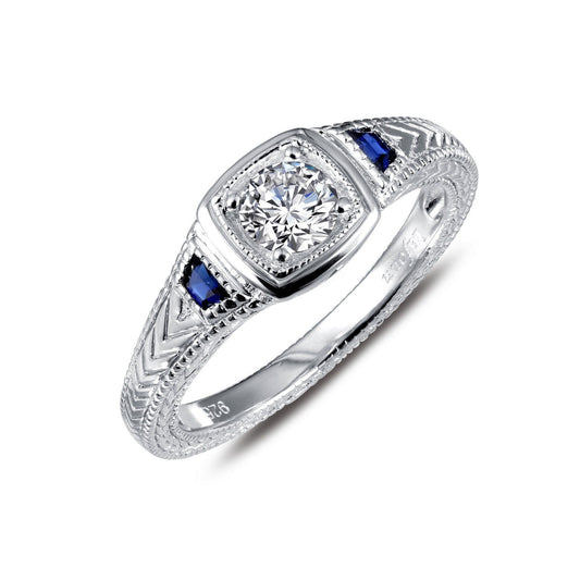 LaFonn Platinum Sapphire  4.50mm Round, Approx. 0.36 CTW RINGS Art Deco Inspired Engagement Ring