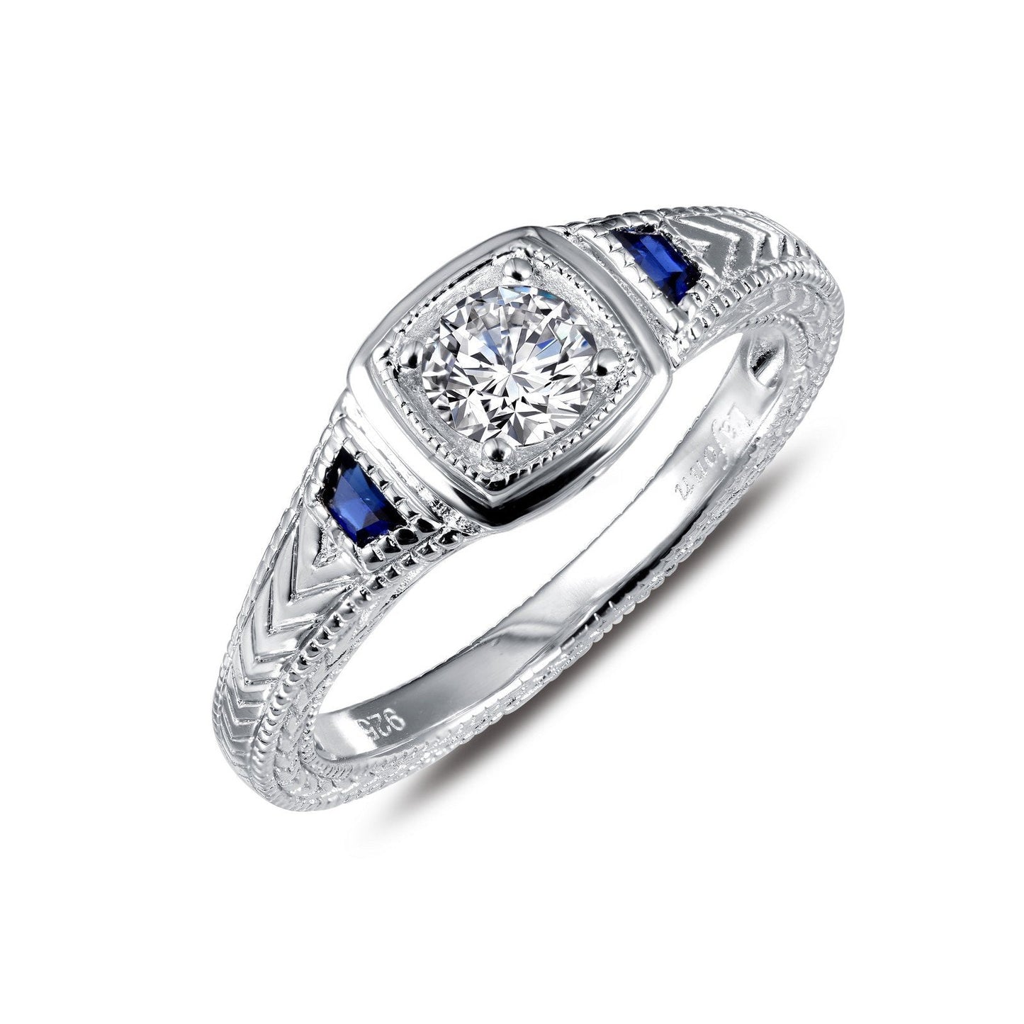 Load image into Gallery viewer, LaFonn Platinum Sapphire  4.50mm Round, Approx. 0.36 CTW RINGS Art Deco Inspired Engagement Ring
