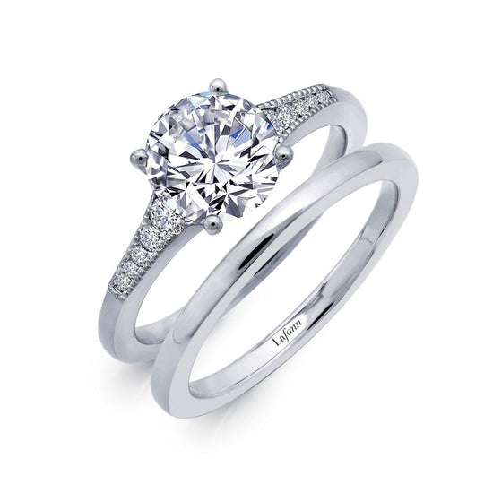 Lafonn Engagement Ring with Wedding Band Simulated Diamond RINGS Size 7 Platinum 2.21 CTS 