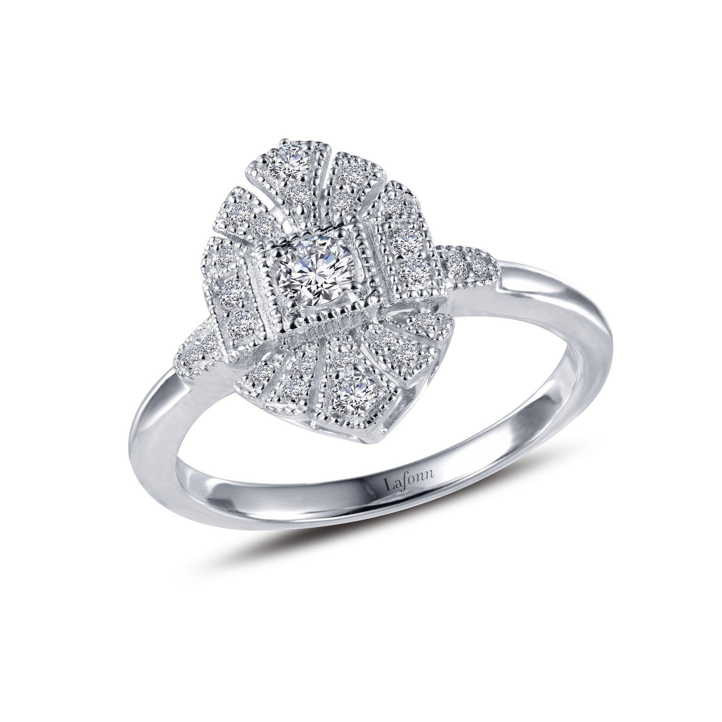 Lafonn Vintage Inspired Engagement Ring Simulated Diamond RINGS Size 8 Platinum 0.39 CTS Width approx. 13mm