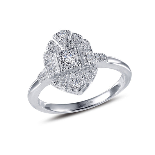 Lafonn Vintage Inspired Engagement Ring Simulated Diamond RINGS Size 10 Platinum 0.39 CTS Width approx. 13mm