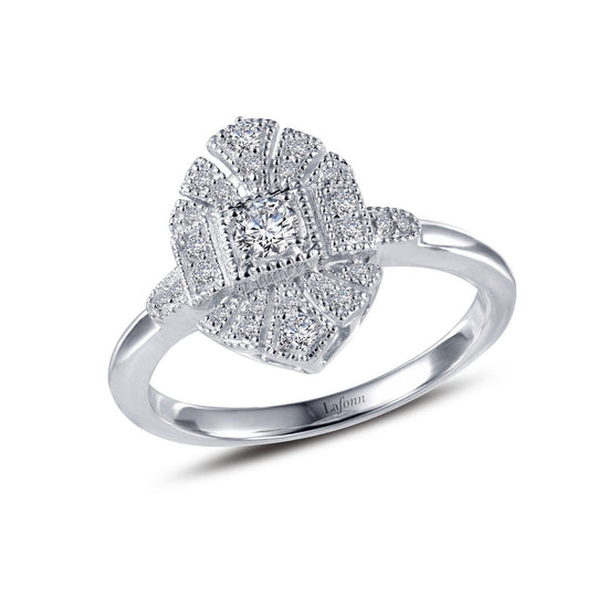LaFonn Platinum Simulated Diamond N/A RINGS Vintage Inspired Engagement Ring