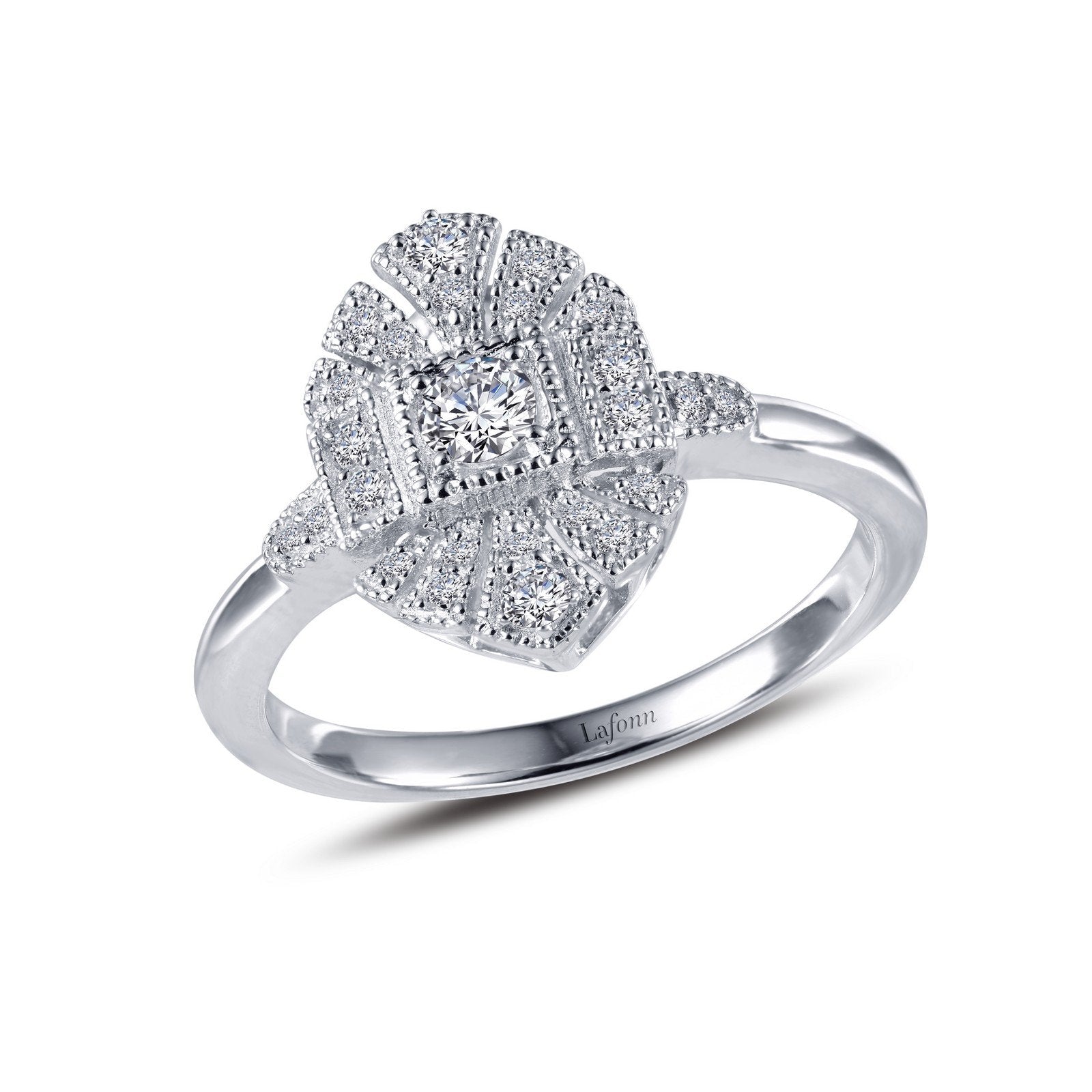 Lafonn Vintage Inspired Engagement Ring Simulated Diamond RINGS Size 9 Platinum 0.39 CTS Width approx. 13mm