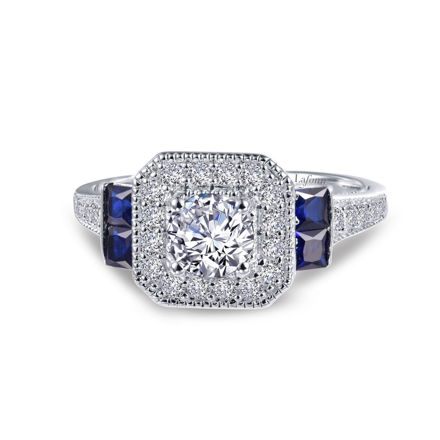 LaFonn Platinum Sapphire  5.00mm Round, Approx. 0.46 CTW RINGS Vintage Inspired Engagement Ring