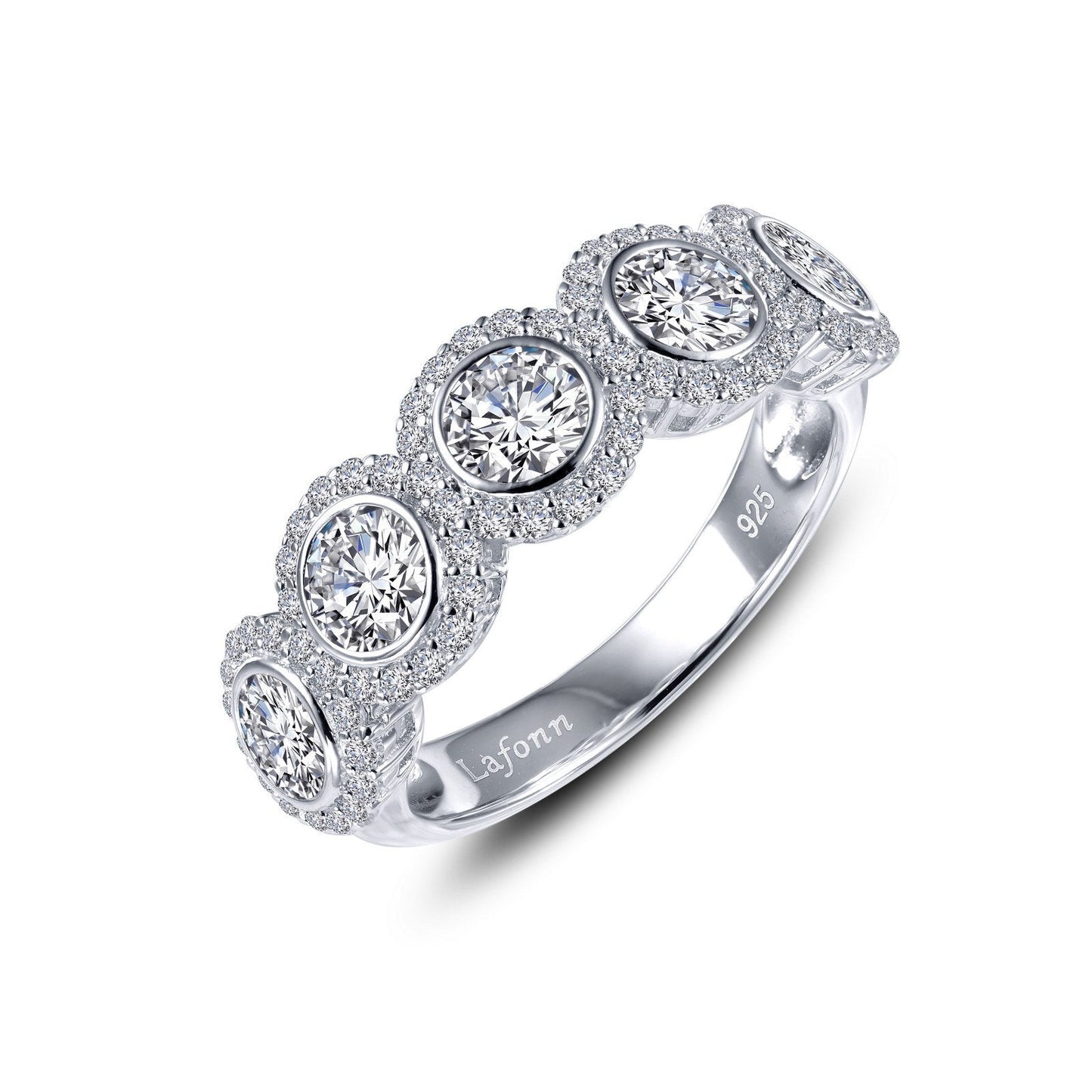 Load image into Gallery viewer, LaFonn Platinum Simulated Diamond N/A RINGS Halo Half Eternity Band

