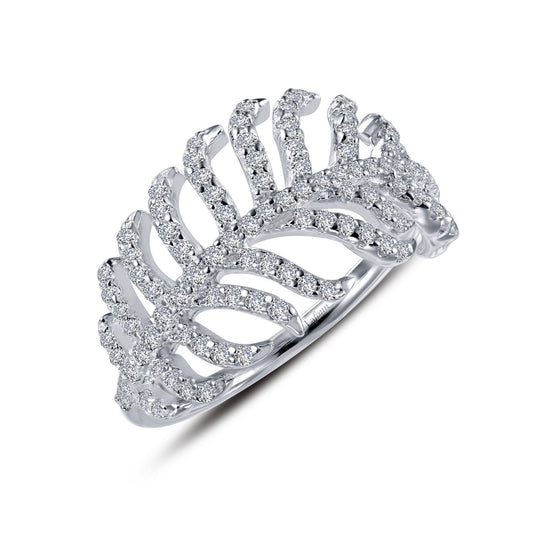 LaFonn Platinum Simulated Diamond N/A RINGS Intricate Feather Ring