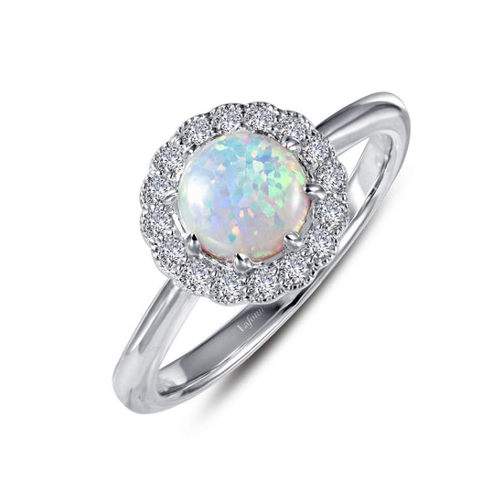 LaFonn Platinum Opal  6.00mm Round, Opal N/A CTW RINGS Halo Engagement Ring