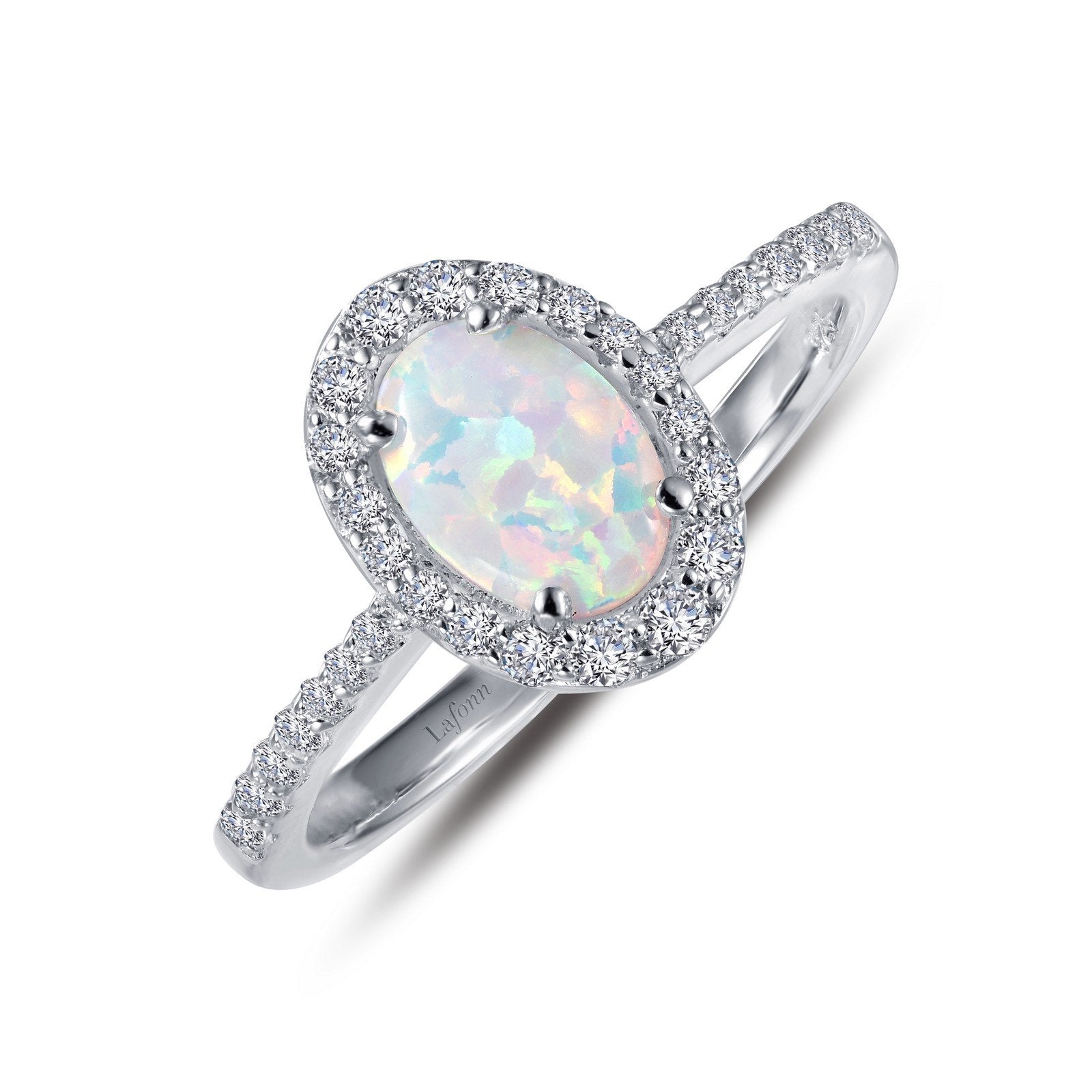 Lafonn Halo Engagement Ring Opal RINGS Size 5 Platinum 1.92 CTS Width approx. 10.2mm